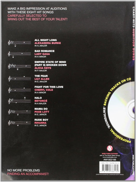 Audition Songs For Female Singers Chart Hits Bk/Cd