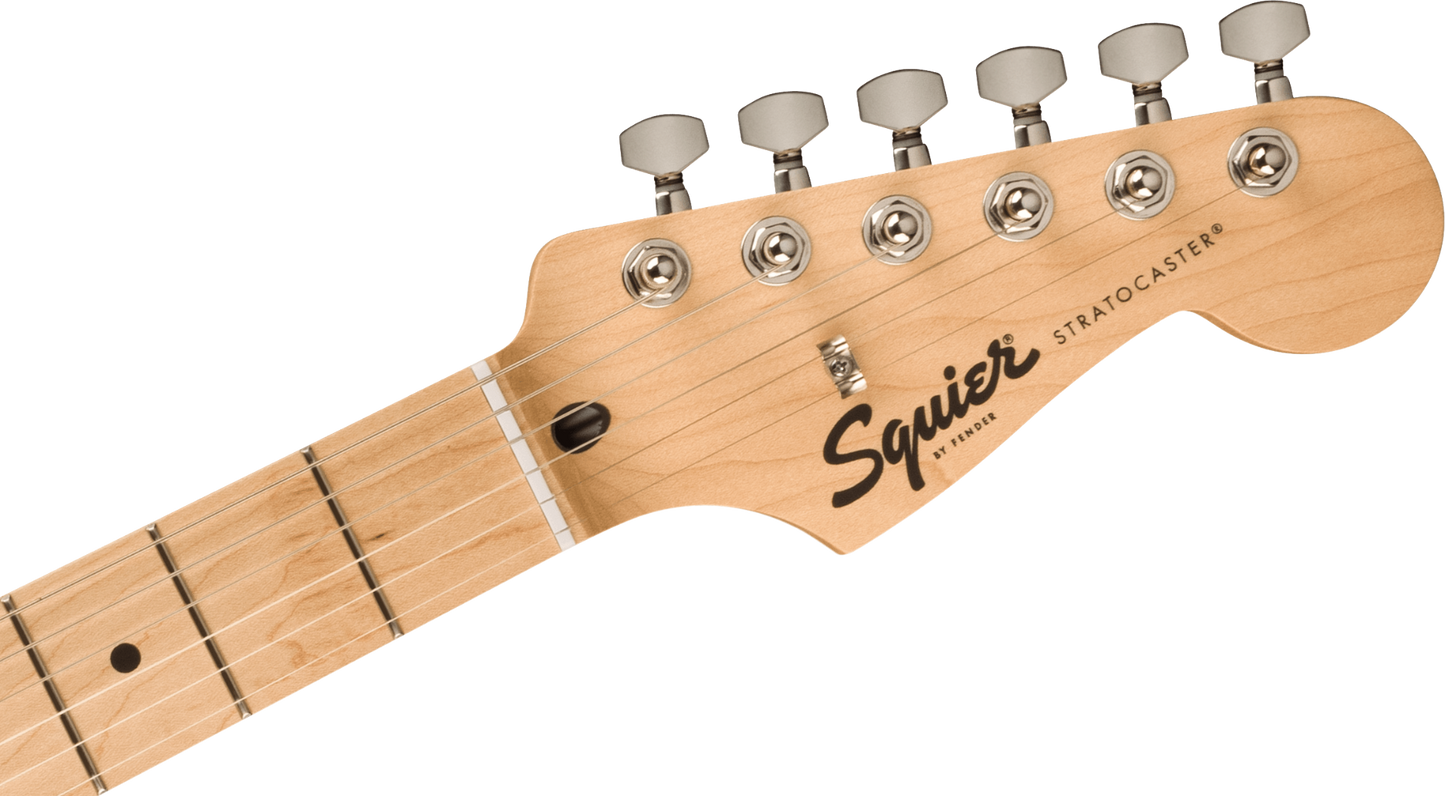 Squier FSR Squier Sonic Stratocaster, Maple Fingerboard, White Pickguard in Tahitian Coral