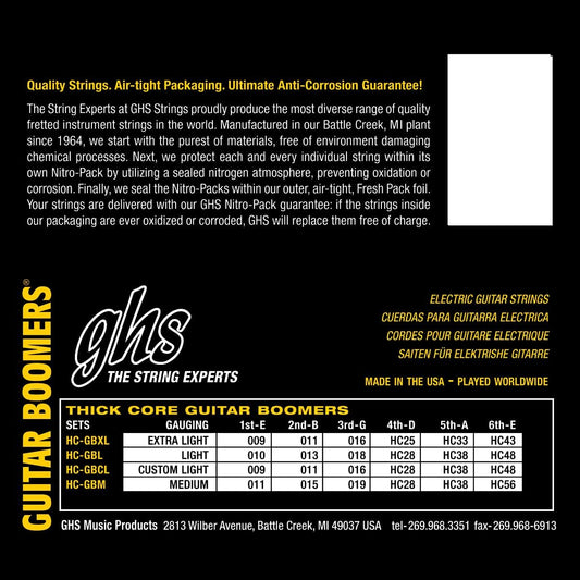 GHS HC GBL Thick Core Boomers Electric Guitar Strings Light 10-48 Gauge