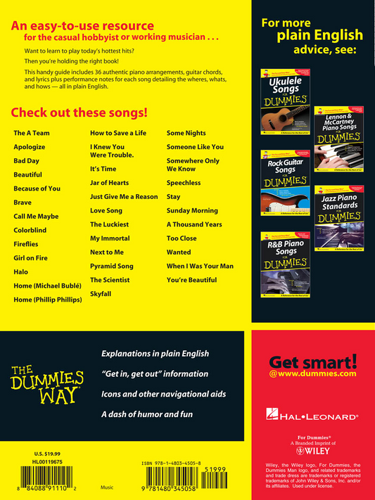 Top Piano Hits for Dummies The Fun and Easy Way PVG