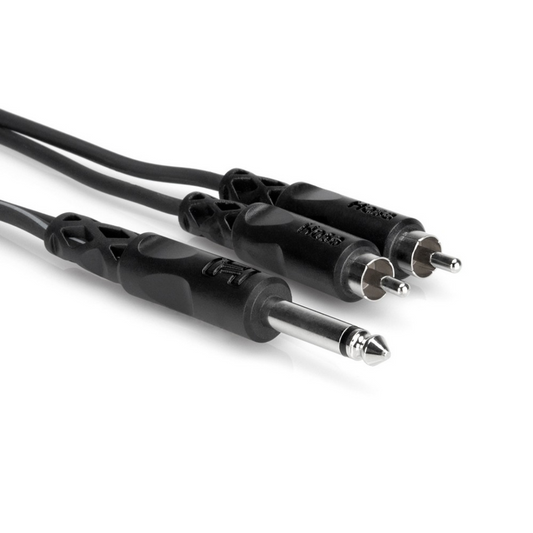 Hosa CYR103 Y Cable, 1/4 IN TS to Dual RCA, 3 M