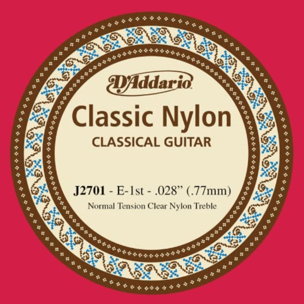 D'Addario J2701 Student Nylon Normal Tension Classical Guitar Single 1st String .028 Gauge
