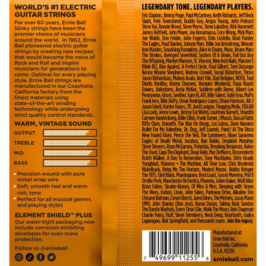 Ernie Ball Hybrid Slinky Classic Rock N Roll Pure Nickel Electric Guitar Strings 3 Pack 9-46 Gauge