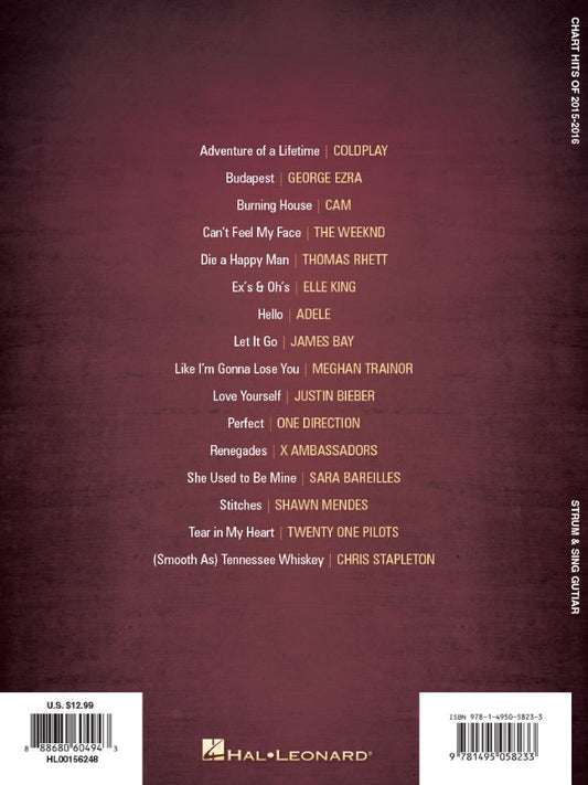 Chart Hits of 2015-2016 Strum & Sing Guitar