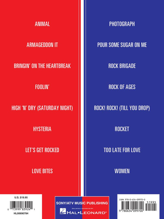 Best of Def Leppard Guitar Recorded Versions Tab