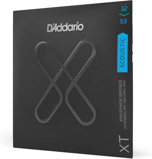 D'Addario XT Phosphor Bronze Light Coated Acoustic Guitar Strings 12-53 Gauge