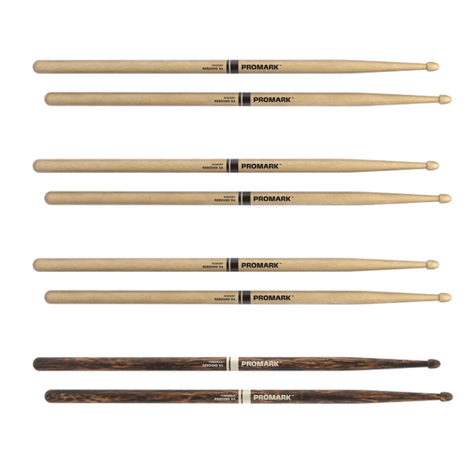 Promark Rebound 5A Lacquered Hickory Drumstick 4 Pack