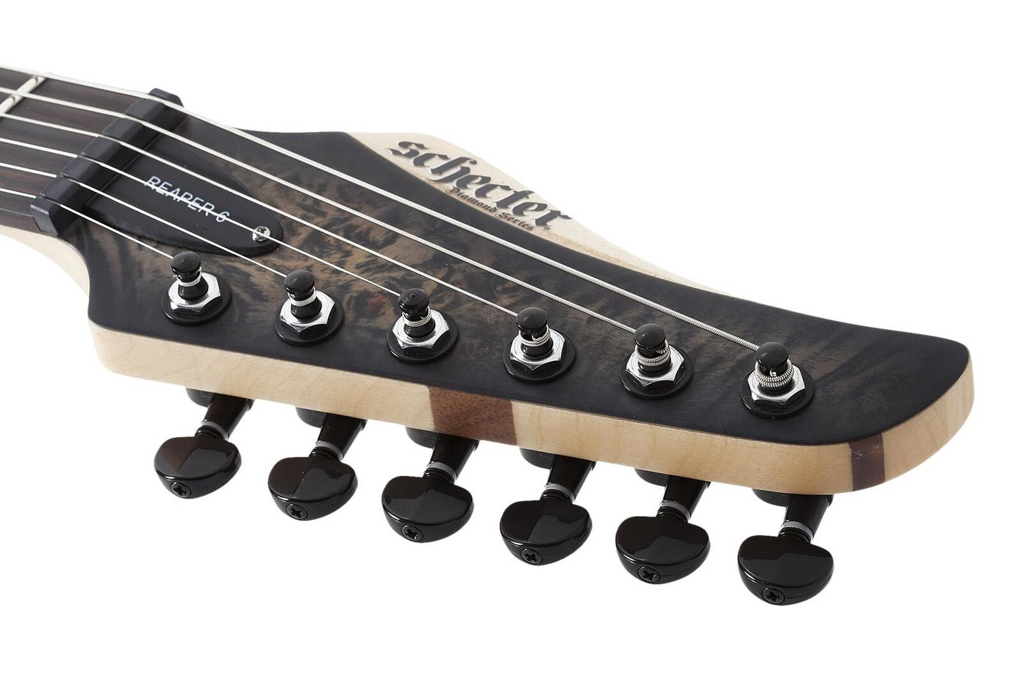 Schecter Reaper-6 Left Handed Electric Guitar in Satin Charcoal Burst