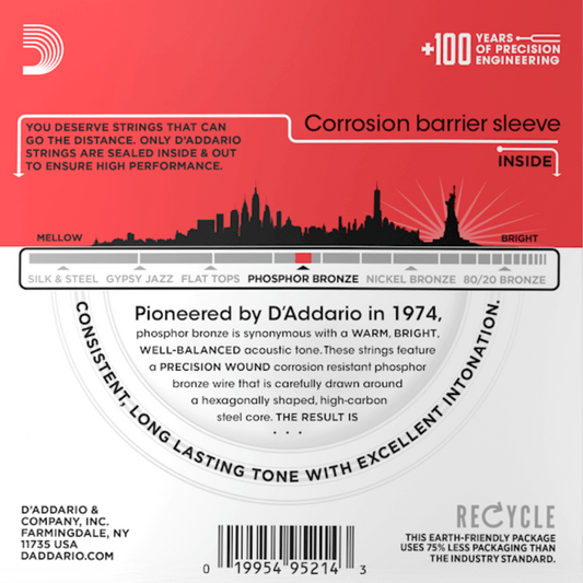 D'Addario EJ17 10P Phosphor Bronze 10 Sets Acoustic Guitar Strings Medium 13-56 Gauge