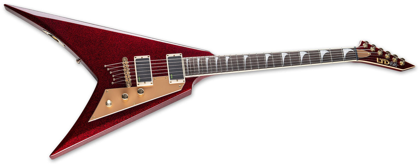 ESP LTD Kirk Hammett Signature V Electric Guitar in Red Sparkle