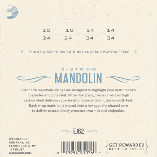 D'Addario EJ62 Bronze Mandolin Strings Light 10-34