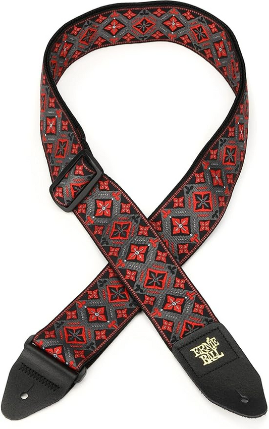 Ernie Ball Classis Jacquard Guitar Or Bass Strap in Red King