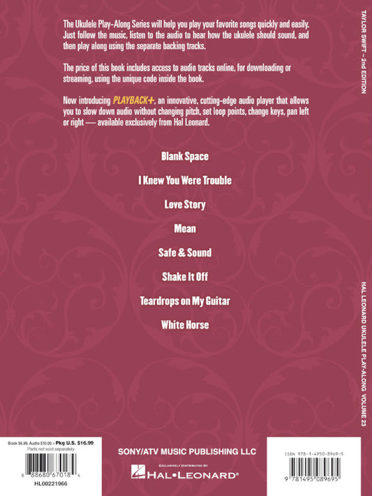 Taylor Swift 2nd Edition Ukulele Play Along Volume 23 BK/OLA