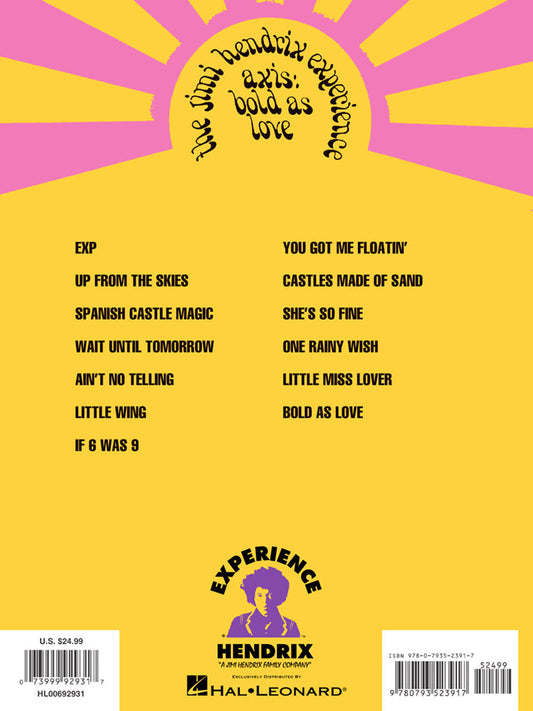 The Jimi Hendrix Experience Axis Bold As Love Guitar Tab RV