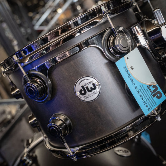 DW Collectors Maple / Mahogany 4-Piece Shell Pack (12TT/14FT/16FT/22K) in Super Intense Ebony Satin Oil w/Black Nickel Hardware
