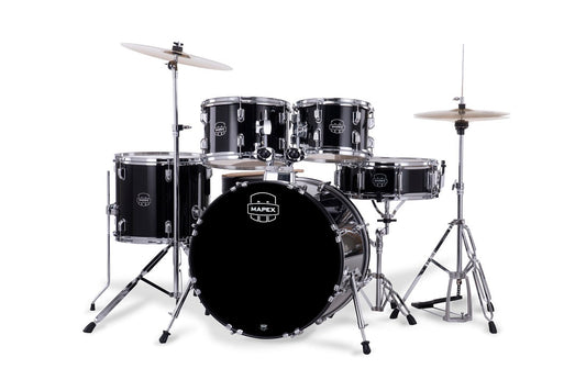 Mapex Comet 5-Piece Kit (20" Bass Drum) w/ Hardware and Cymbals in Dark Black