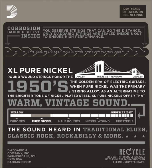D'Addario EPN120 Pure Nickel Electric Guitar Strings Super Light 9-41 Gauge