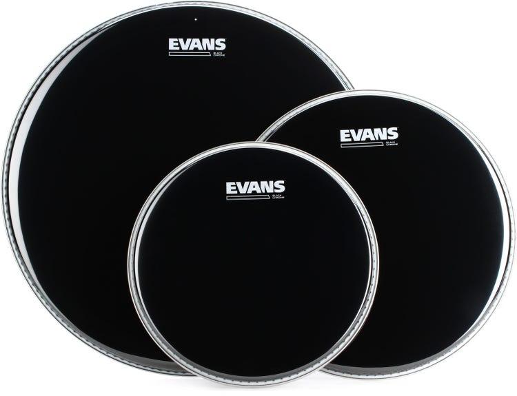 Evans Drumheads Chrome Pack in Black 12", 13" and 16"