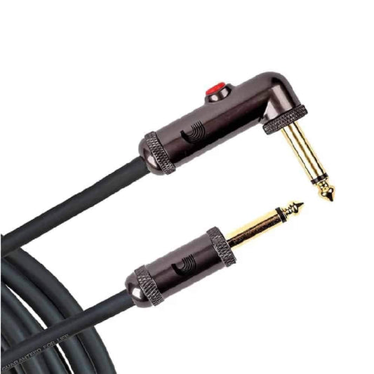 D'Addario Planet Waves 10' Circuit Breaker Instrument Right Angle Plug Latching Switch Cable in Black