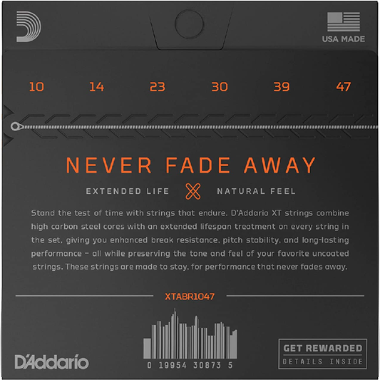 D'Addario XT 80/20 Bronze Extra Light Coated Acoustic Guitar Strings 10-47 Gauge