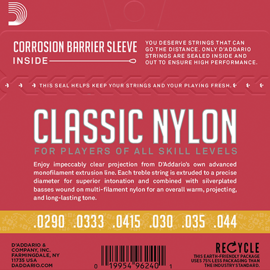 D'Addario EJ27N 3/4 Student Nylon Fractional Classical Guitar Strings Normal Tension