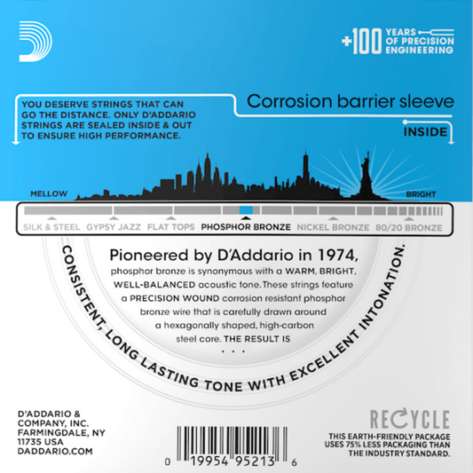 D'Addario EJ16 10P Phosphor Bronze 10 Sets Acoustic Guitar Strings Light 12-53 Gauge