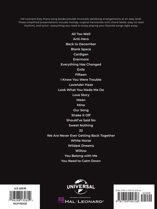 Taylor Swift Easy Piano Anthology