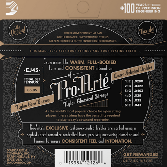 D'Addario EJ45 Pro Arte Nylon Classical Guitar Strings Normal Tension