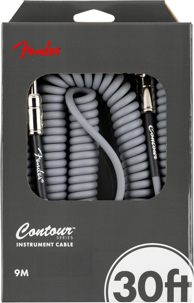 Fender Contour™ Series 30' Coil Instrument Cable in Inca Silver