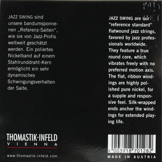 Thomastik Jazz Swing Flatwound Electric Guitar Strings Set Light .011-.047 Gauge