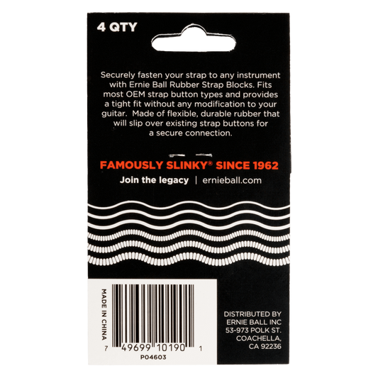 Ernie Ball Strap Blocks 4-Pack in Black and Red