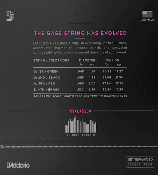 D'Addario NYXL Regular Light Long Scale Bass Strings 45-100 Gauge
