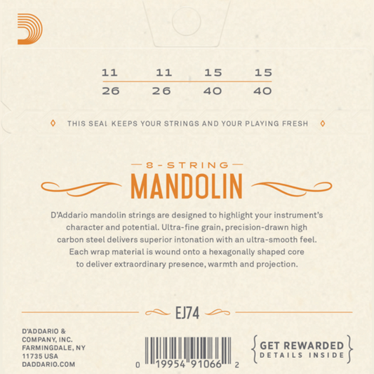 D'Addario EJ74 Mandolin Strings Phosphor Bronze Medium 11-40