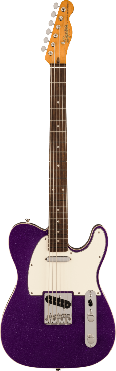 Squier Classic Vibe Baritone Custom Telecaster, Laurel Fingerboard, Parchment Pickguard in Purple Sparkle