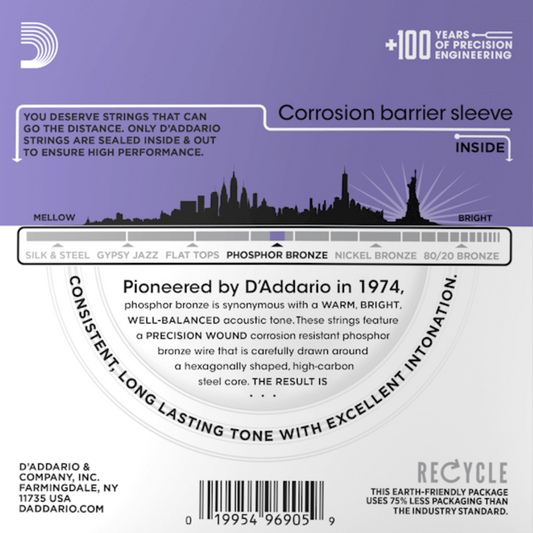D'Addario EJ26 10P Phosphor Bronze 10 Sets Acoustic Guitar Strings Custom Light 11-52 Gauge