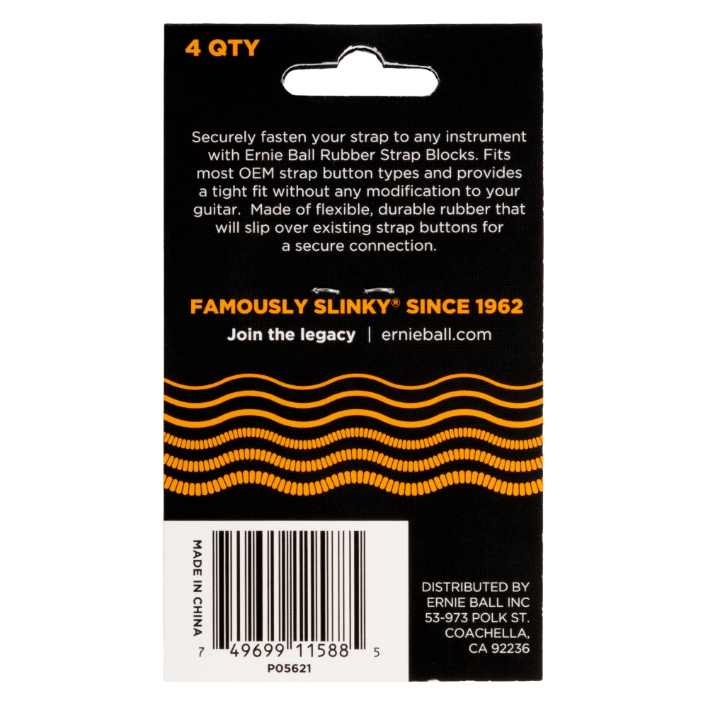 Ernie Ball Strap Blocks 4pk in Orange