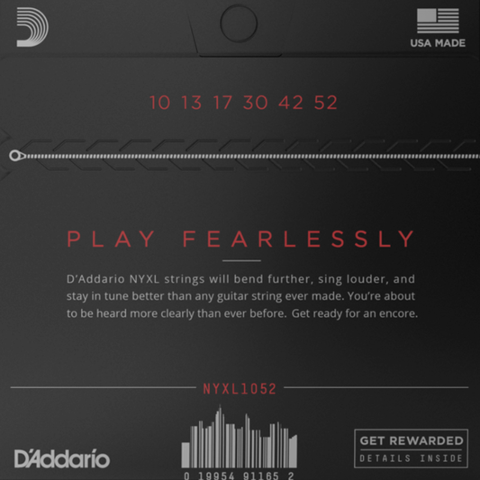 D'Addario NYXL1052 Nickel Wound Electric Guitar Strings Light Top Heavy Bottom 10-52 Gauge