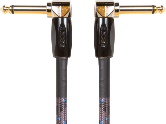 BOSS 6" 15cm Right Angle 1/4" to Same Patch Instrument Cable 3 Pack