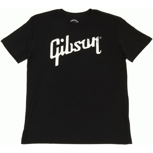 Gibson Size Distressed Gibson Logo Small Size T Shirt in Black