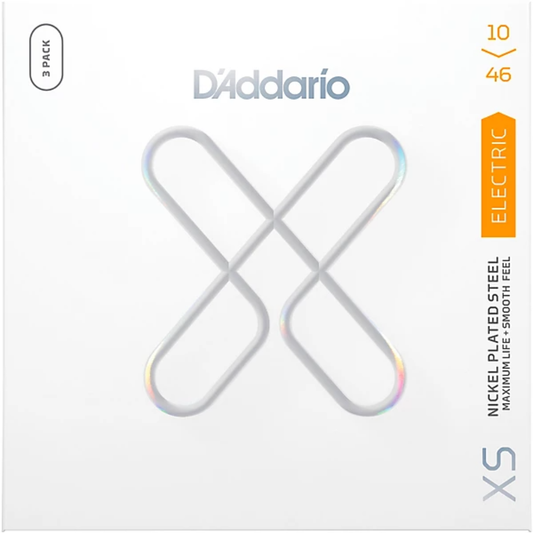 D'Addario XS Regular Light Coated Electric Guitar Strings 3 Pack 10-46 Gauge