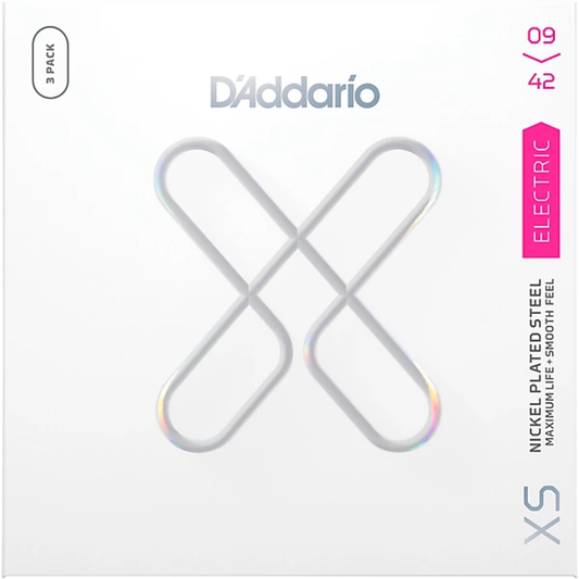 D'Addario XS Super Light Coated Electric Guitar Strings 3 Pack  09-42 Gauge
