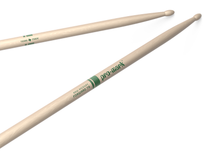 Promark Forward 7A Raw Hickory Wood Tip Natural Drumsticks