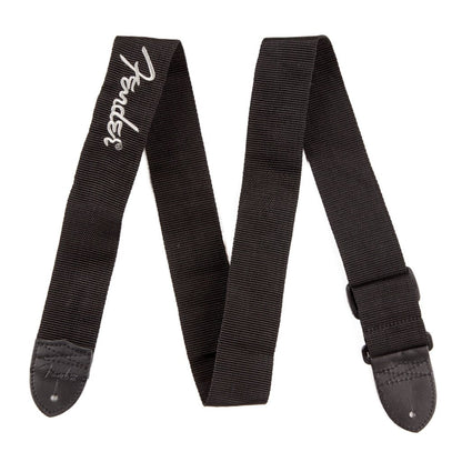 Fender Polyester Logo Straps in Black with Gray Logo