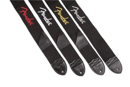 Fender 2" Polyester Logo Straps in Black with Yellow Logo