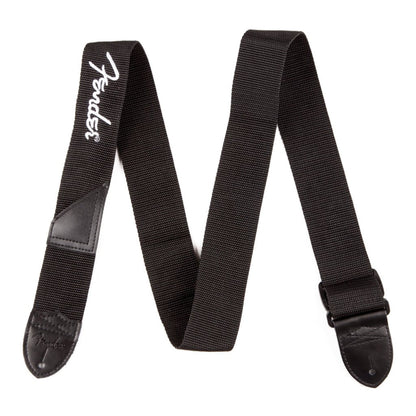 Fender 2" Polyester Logo Straps in Black with White Logo