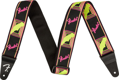 Fender Neon Monogrammed Strap in Yellow And Pink