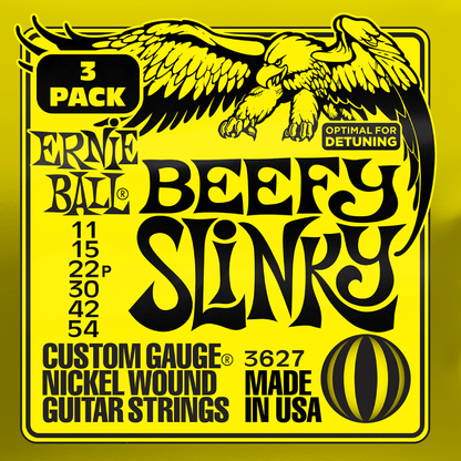 Ernie Ball Beefy Slinky Nickel Wound Electric Guitar Strings 3 Pk 11-54 Gauge
