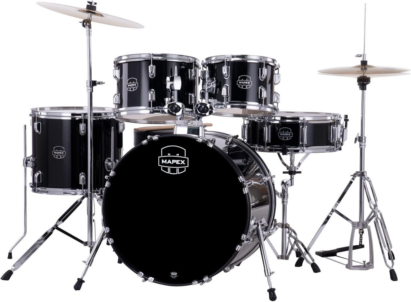Mapex Comet 5-Piece Rock Drum Kit (22" Bass Drum) w/Cymbals and Hardware  in Dark Black