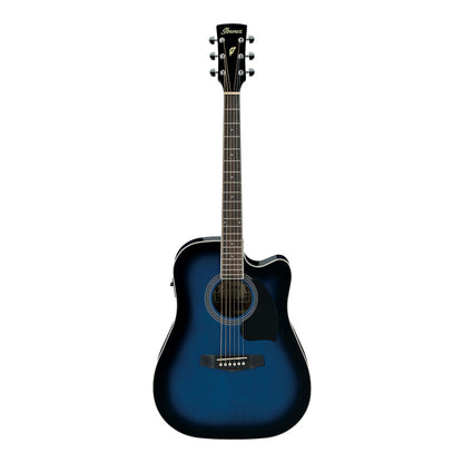 Ibanez PF15ECE Acoustic Guitar in Transparent Blue Sunburst High Gloss