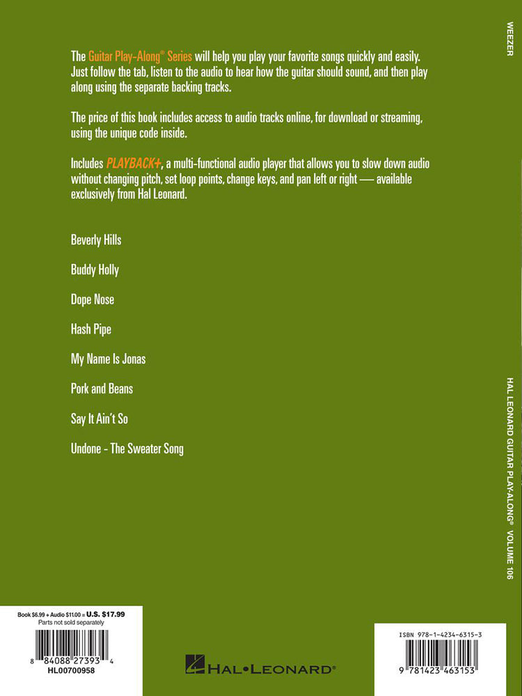 Weezer Guitar Playalong Volume 106 BK/OLA